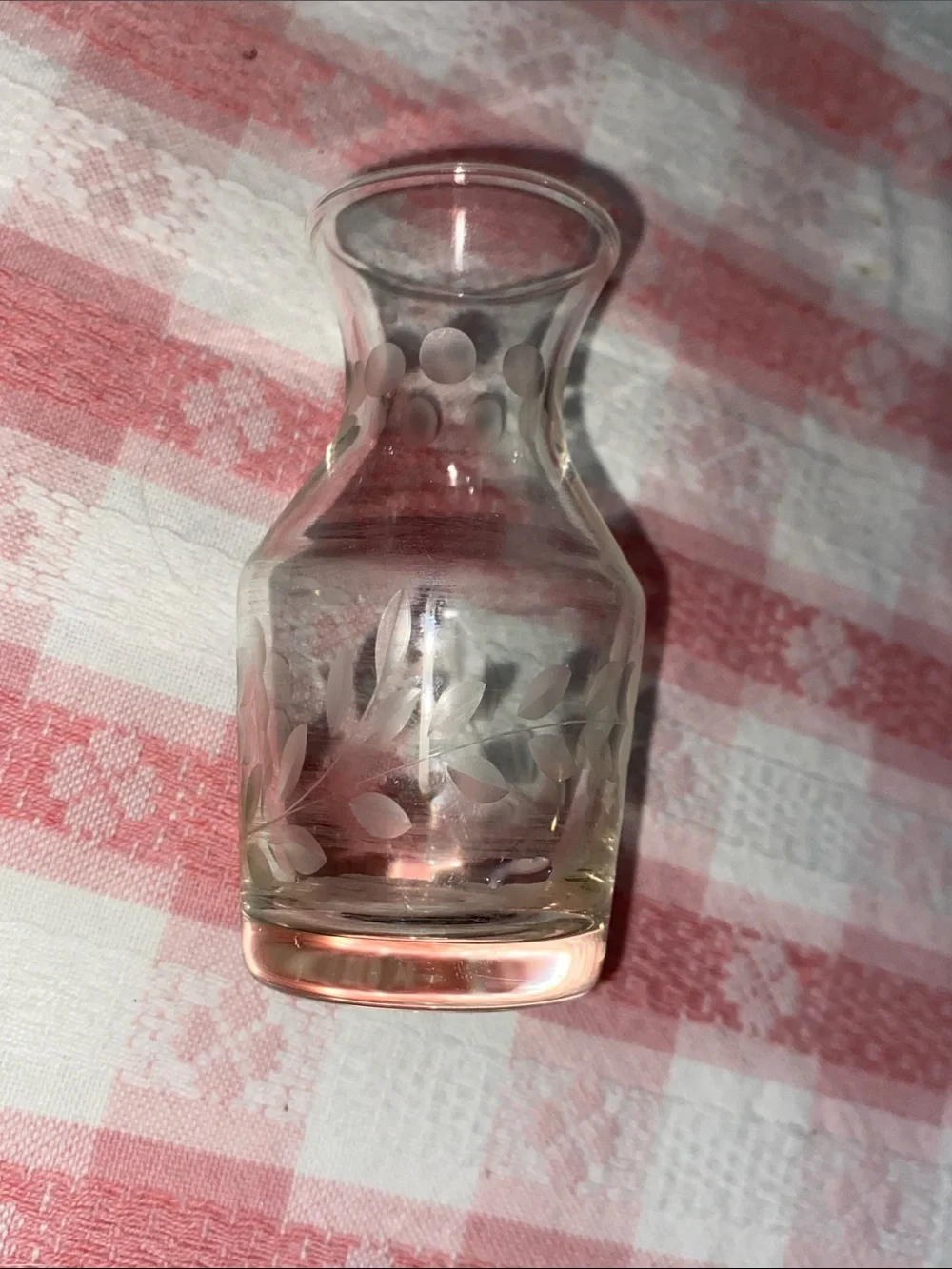 Mini Clear Glass Bud Vase Etched Frosted Daisy Floral